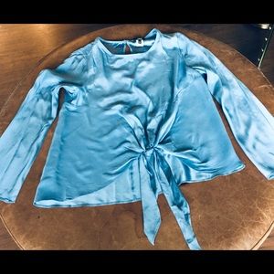 Drew Women’s Blue Wrap Silk Blouse New Size Medium